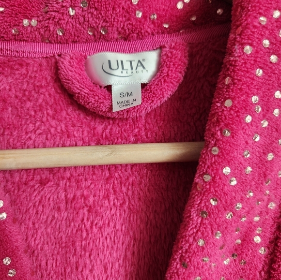Ulta Beauty Robe S/M Bright Pink Soft Plush Bath Wrap Belted With Sparkles - Picture 2 of 9